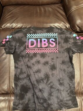 DIBS Black Tie-Dye Short Sleeve Tee with Gradient Logo